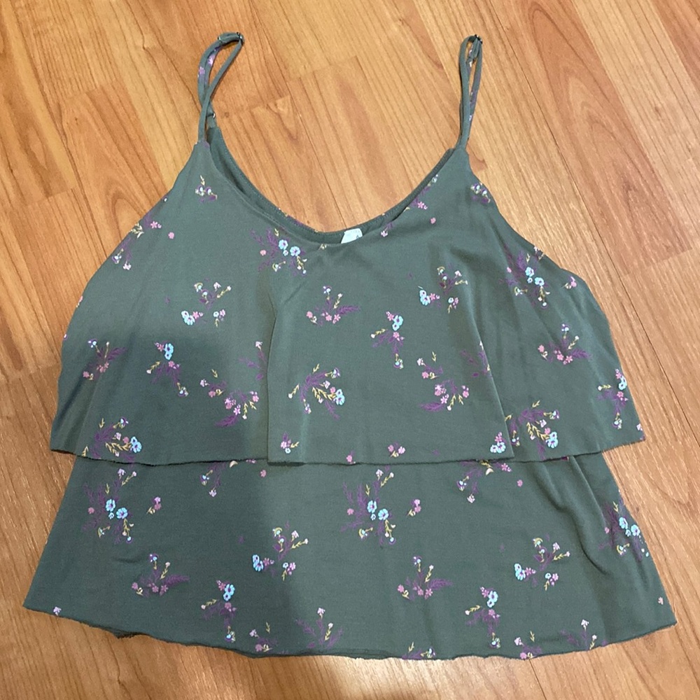 Floral green tank top